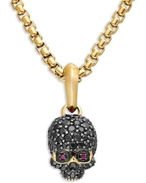 David Yurman 18Kt Memento Mori Skull Gelbgoldamulett Mit Diamanten (14Mm) - Schwarz