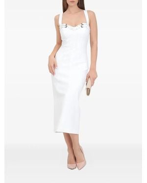 Versace Jeans Couture Abito Midi Con Fibbia - Bianco