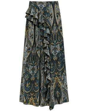 Ulla Johnson Riele Paisley-Print Ruffled Midi Skirt - Green