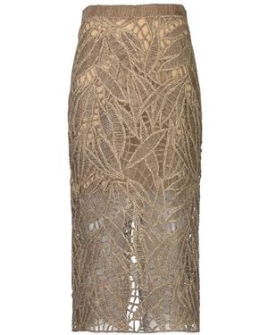 Brunello Cucinelli Opera-Embroidered Pencil Midi Skirt - Natural