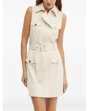 Morgan Belted Buttoned Mini Dress - Natural