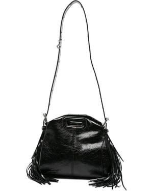 Maje Cracked-Leather Fringe Tote Bag - Black