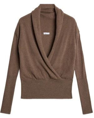7 For All Mankind Wrap V-Neck Jumper - Brown