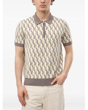 HUGO Geometric-Pattern Quarter-Zip Polo - Natural