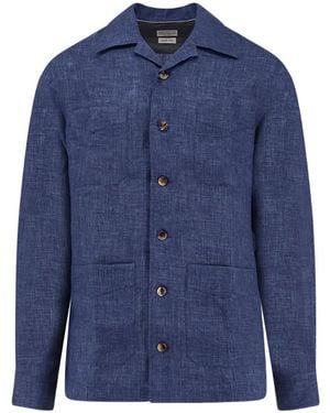 Brunello Cucinelli Chemise Boutonnée À Poche Avant - Blue