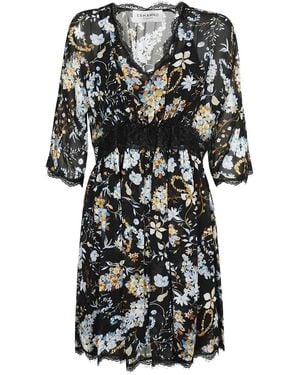 Ermanno Scervino Floral Lace-Trimmed Mini Dress - Black