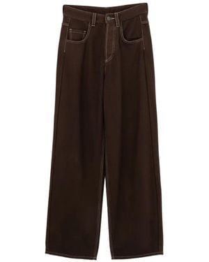 Uma Wang Contrast-Stitch Pants - Brown