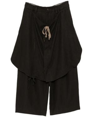 Ziggy Chen Layered Drawstring-Fastening Trousers - Black