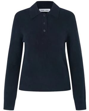 Samsøe & Samsøe Sanoura Long-Sleeve Polo Top - Blue