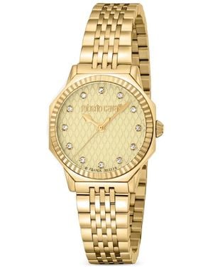 Roberto Cavalli Crystal Indexes Fluted Bezel 32Mm Watch - Metallic