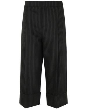Elisabetta Franchi Pinstripe-Pattern Cuffed Trousers - Black