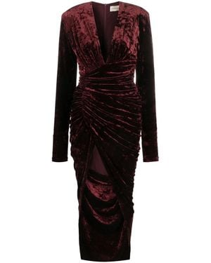 Alexandre Vauthier Draped Asymmetric Velour Dress - Black