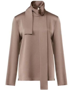 Fabiana Filippi Enver Scarf-Detail Brooch-Embellished Top - Brown