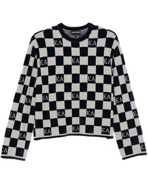 Emporio Armani チェック セーター - ブラック