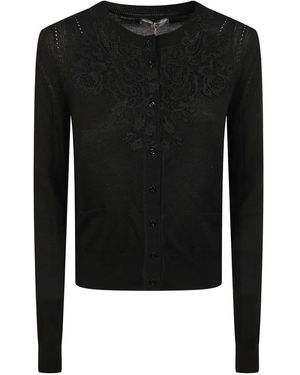 Ermanno Scervino Lace-Appliqué Button-Up Cardigan - Black