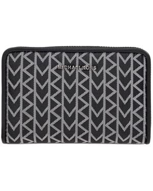 MICHAEL Michael Kors Chevron-Pattern Zip-Around Wallet - Grey