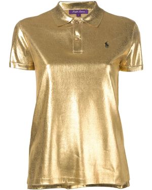 Ralph Lauren Silk Lamé Polo Top - Metallic