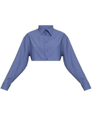 Balenciaga Cropped Long-Sleeve Shirt - Blue