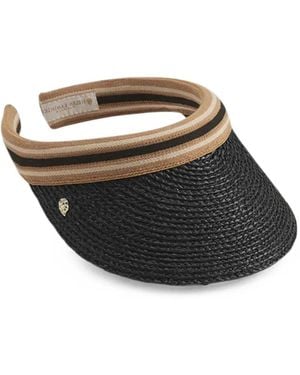 Helen Kaminski Bianca 8 Striped Woven Visor - Black