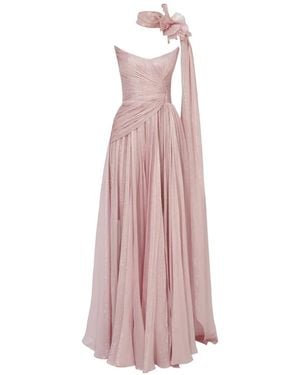 IRIS SERBAN Metallic-Print Maxi Dress - Pink