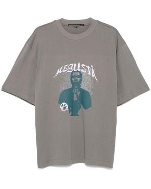MEGUSTA Prayer Graphic-Print T-Shirt - Grey