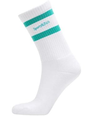 Sporty & Rich Chaussettes Serif Logo Rayées - Bleu