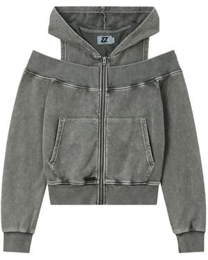 Izzue Sudadera Con Capucha Y Hombros Descubiertos - Gris