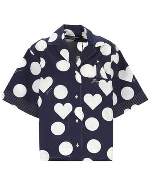 Jacquemus Heart-Print Polka-Dot Shirt - Blue