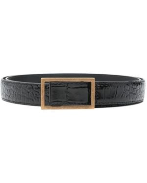 Emporio Armani Crocodile-Effect Leather Belt - White