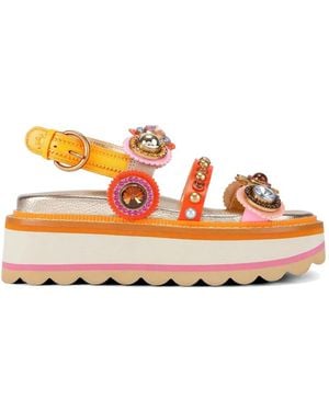 Kurt Geiger Sandales Plateformes À Ornements En Cristal - Orange