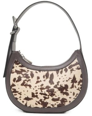 Peserico Animal-Print Calf Leather Shoulder Bag - Grey