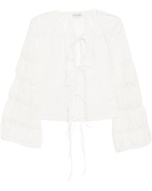 Róisín Pierce Blusa Con Bordado Floral - Blanco