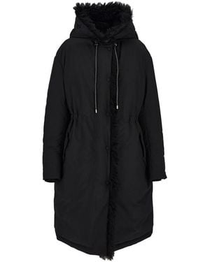 Ferragamo Shearling-Lined Parka Coat - Black