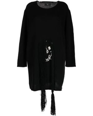 Y's Yohji Yamamoto Oversized Intarsia-Knit Skeleton Jumper - Black