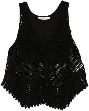 B+ AB クロシェ タンクトップ - ブラック