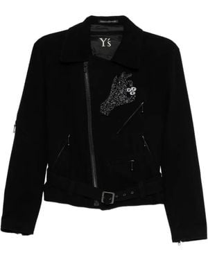 Y's Yohji Yamamoto Bead-Embellished Belted Jacket - Black