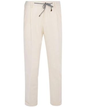 Barba Napoli Roma Drawstring Pleated Trousers - White