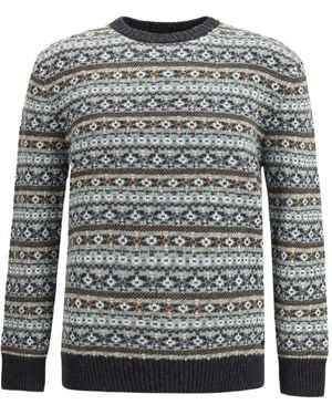 Brooksfield パターン セーター - グレー