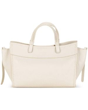 VISONA Grained Leather Tote Bag - Natural
