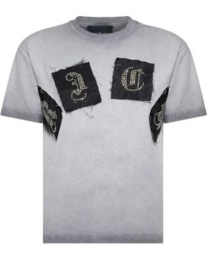 John Richmond Patchwork-Embellished T-Shirt - Grey