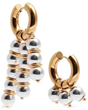 Timeless Pearly 24K Beaded Hoop Earrings - Metallic