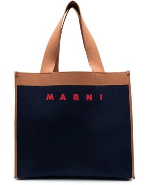 Marni コントラストトリム ハンドバッグ - ブルー