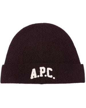 A.P.C. Gorro Con Aplique Del Logo - Blanco