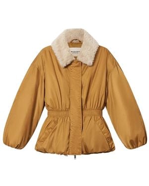 Isabel Marant Selja Faux-Shearling-Collar Coat - Metallic