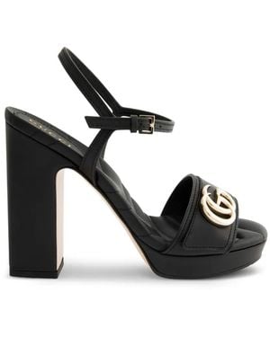 Gucci Double G Leather Sandals - Black