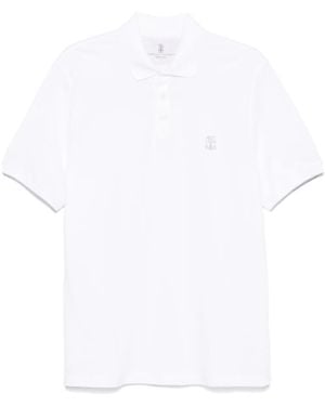 Brunello Cucinelli Cotton Polo Shirt With Printed Logo - White