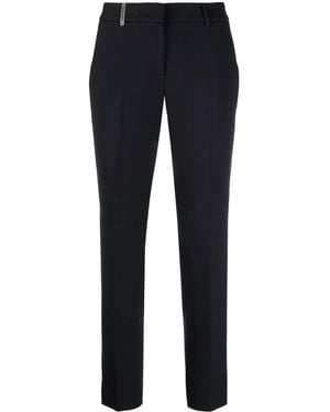 Peserico Slim Fit Cropped Pants - Blue
