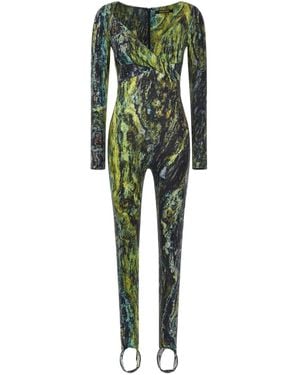 Roberto Cavalli Mono largo con estampado jaspeado - Verde