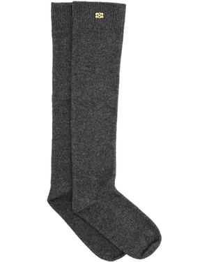 Ganni Calcetines Con Logo - Gris