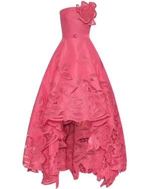 Oscar de la Renta Rose-Appliqué Cut-Out Gown - Pink